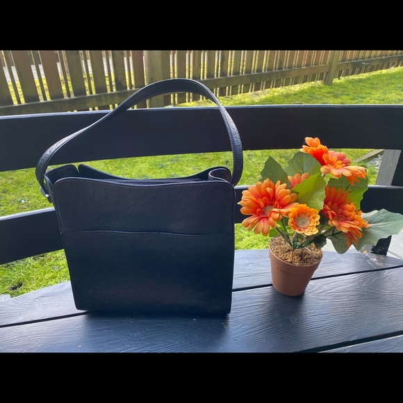 Ostrich Leather Shoulder Bag - Picture 1 of 8